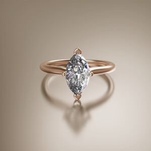 Rose Gold 4-Claw Solitaire Marquise Diamond Ring