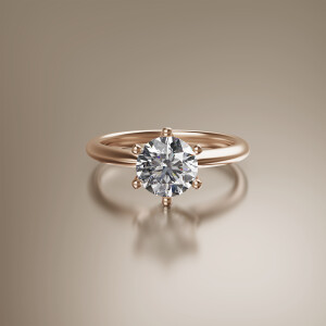 Rose Gold 6-Claw Solitaire Diamond Ring