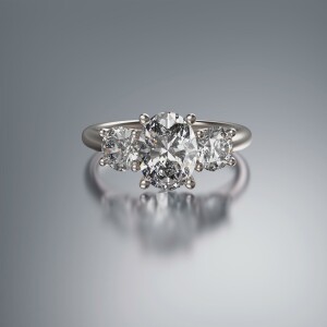 White Gold Trilogy Oval Diamond Ring