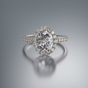 White Gold Halo Oval Diamond Ring