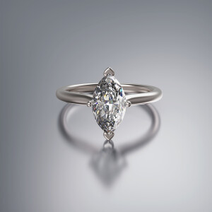 White Gold 4-Claw Solitaire Marquise Diamond Ring