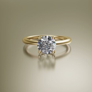 Yellow Gold 4-Claw Solitaire Round Diamond Ring