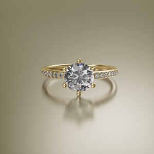 Yellow Gold 6-Claw Round Diamond Ring