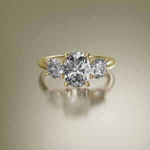 Yellow Gold Trilogy Oval Diamond Ring