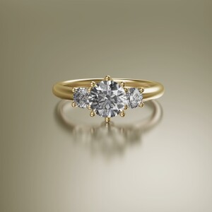 Yellow Gold Trilogy Round Diamond Ring