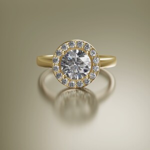 Yellow Gold Halo Round Diamond Ring