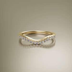 Yellow Gold Pin Claw Curved Eternity Diamond Ring
