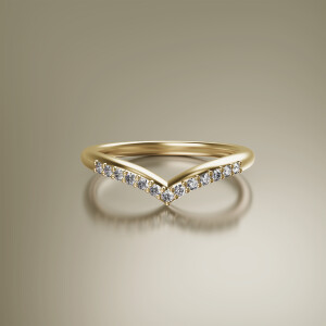Yellow Gold Pin Claw Wishbone Eternity Diamond Ring