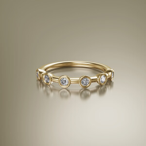 Yellow Gold Spaced Tube Eternity Diamond Ring