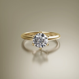 Yellow Gold 6-Claw Solitaire Diamond Ring