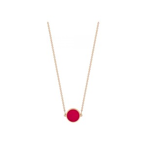 Collier Ginette NY MINI EVER DISC en or rose et corail rouge