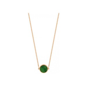Collier Ginette NY MINI EVER DISC en or rose et jade