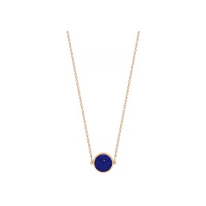 Collier Ginette NY MINI EVER DISC en or rose et lapis lazuli