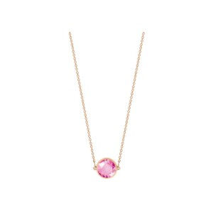 Collier Ginette NY MINI EVER DISC en or rose et corindon rose