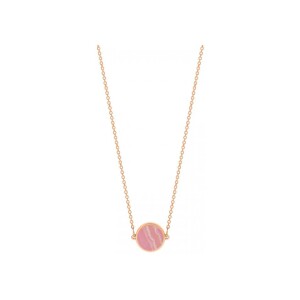 Collier Ginette NY MINI EVER DISC  en rhodocrosite et or rose