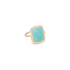 Bague GINETTE NY ANTIQUE RING en or rose et amazonite