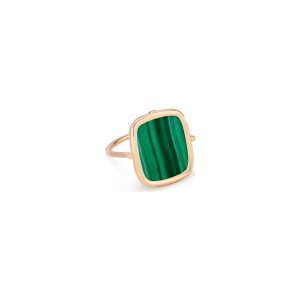 Bague Ginette NY ANTIQUE RING en or rose et malachite