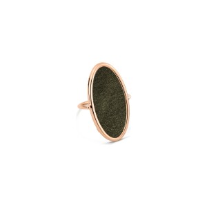 Bague Ginette NY ELLIPSES & SEQUINS en or rose et obsidienne