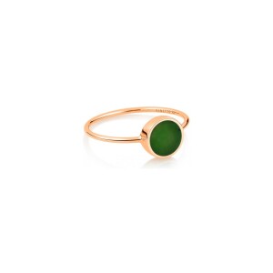 Bague Ginette NY MINI EVER DISC RING en or rose et jade