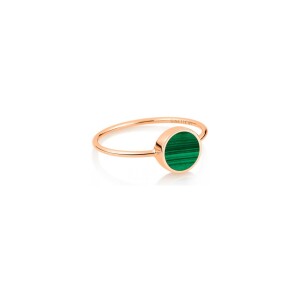 Bague Ginette NY MINI EVER DISC RING en or rose et malachite