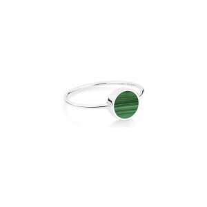 Bague Ginette NY MINI EVER DISC en or blanc et malachite