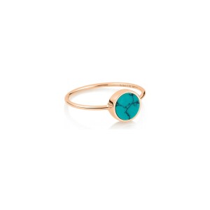 Bague Ginette NY MINI EVER DISC RING en or rose et turquoise