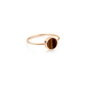 Bague Ginette NY MINI EVER DISC RING en or rose et oeil de tigre