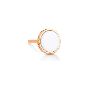 Mono boucle d'oreille Ginette NY EVER DISC en or rose et agate blanche