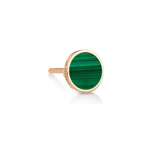 Mono boucle d'oreille Ginette NY EVER DISC en or rose et malachite