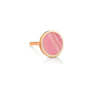 Mono boucle d'oreille Ginette NY EVER DISC stud en rhodocrosite et or rose