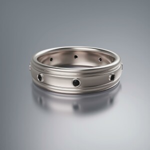 Platinum 6mm Double Grooved Diamond Ring
