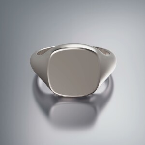 Platinum 12mm Signet Cushion Ring