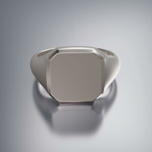 Platinum 12mm Signet Square Bevel Ring