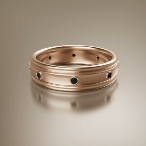Rose Gold 6mm Double Grooved Diamond Ring