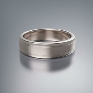 White Gold 6mm Flat Grooved Ring