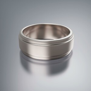 White Gold 8mm Flat Stepped Ring