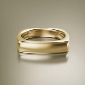 Yellow Gold 5mm Cushion Shank Concave Ring