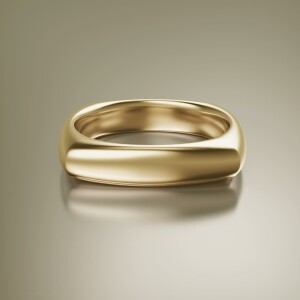 Yellow Gold 5mm Cushion Shank Halfround Ring