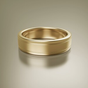 Yellow Gold 6mm Flat Grooved Ring