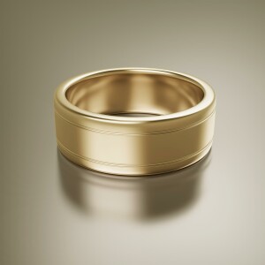 Yellow Gold 8mm Flat Grooved Ring