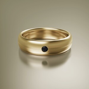 Yellow Gold 6mm Halfround Grooved Diamond Ring