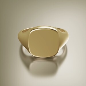 Yellow Gold 12mm Signet Cushion Ring