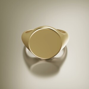Yellow Gold 14mm Signet Round Ring