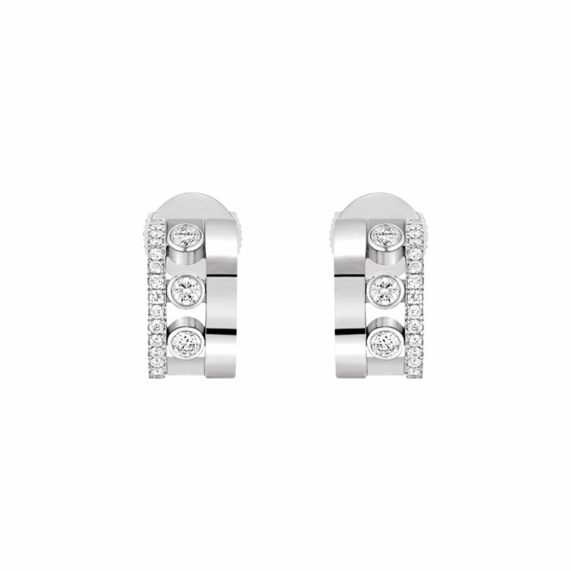 Mini Créoles Messika Move Romane en or blanc et diamants