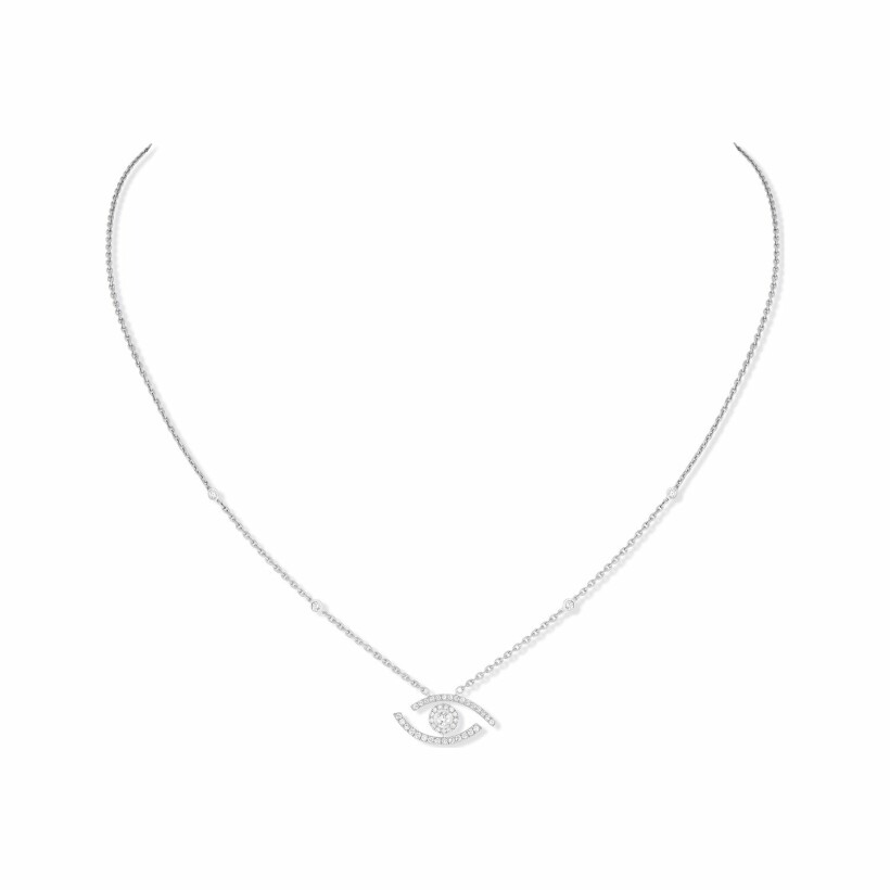Collier Messika Lucky Eye pavé en or blanc et diamants