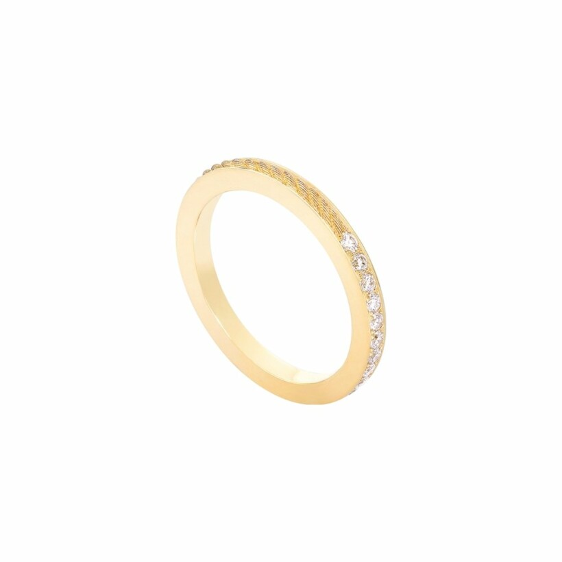 Bague FRED Force 10 Duo petit modèle en or jaune semi pavée de diamants blancs