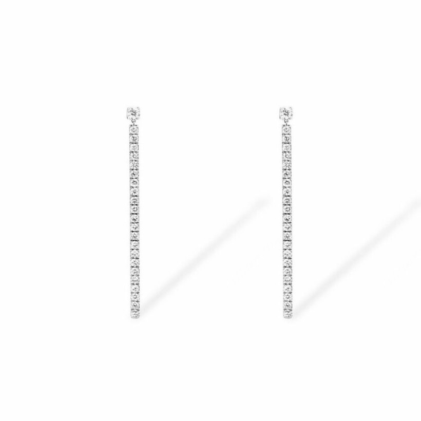 Boucles d'oreilles pendante Messika Gatsby en or blanc et diamants