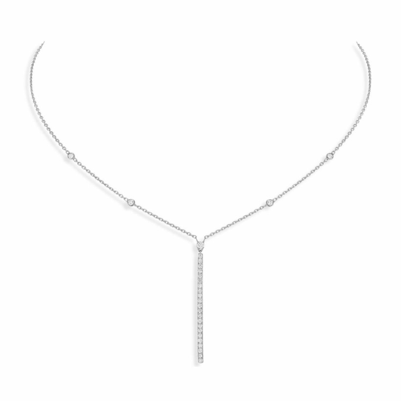 Pendentif Messika Gatsby Barrette Verticale en or blanc et diamants
