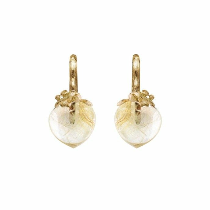 Boucles d'oreilles Ole Lynggaard Dew Drops en or jaune et quartz rutile