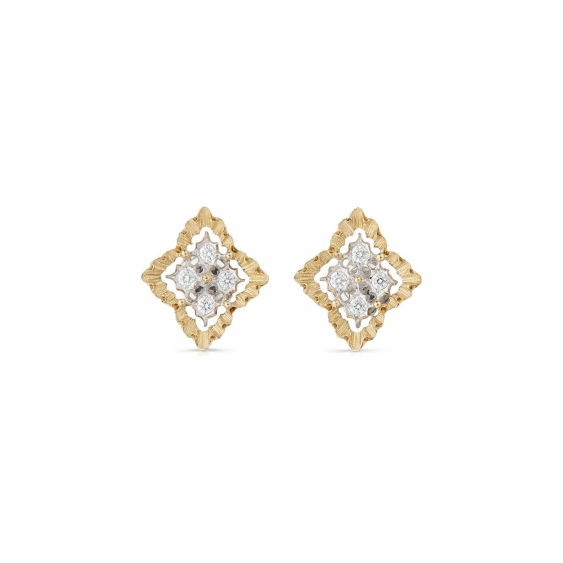 Boutons d'oreilles Buccellati Rombi en or jaune, or blanc et diamants